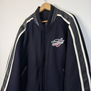 Windsor Spitfires OHL Blue / White Varsity Jacket Leather